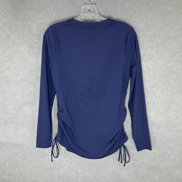 Lands End Womens S Cover Up Swim Top Rash Guard Ruched Sides 1/2 Zip Embroidered - Picture 5 of 10
